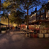 A pretty café in Utrecht as night falls. (photo by Susan T.)