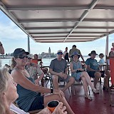 Taking in. the expanse of Venice from the top deck of the Ave Maria was a celebration from everyone on the tour. (photo by Mary S.)