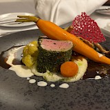 Exquisite wine and dine dinner aboard ship. (photo by Dale S.)