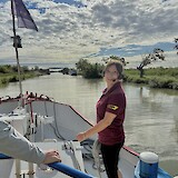 Sailing on the Estello as Diana prepares to tie us up to our sister boat. (photo by Robert Y.)