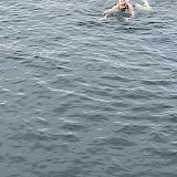 Jumped off the Atlantis into the Baltic Sea! It was around 63 degrees! Exhilarating!! (photo by Kathy M.)