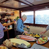 Breakfast buffet of fresh fruits, meats, chees (photo by Ruth G.)