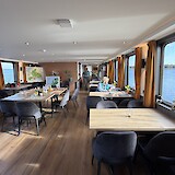 The lounge/dining room on the boat. (photo by Rachel T.)