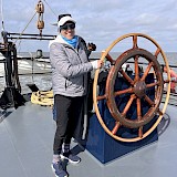 Me steering the Leafde fan Fryslan!!! (photo by Cecilia H.)