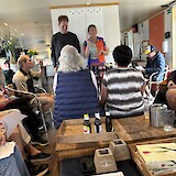 Beer tasting on board with Hetty and Tim, our wonderful guides (photo by Dominick P.)