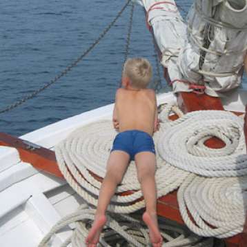 Adonis - The bow of the Adonis is the nicest spot to be during the sails.