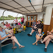 Briefing on the terrace on Merlijn - Bike & Boat Tours