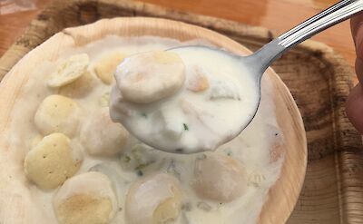 Clam Chowder, another favorite Maine delicacy. Flickr:Maine Foodie Tours
