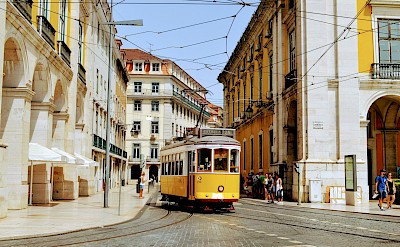 Yellow tram in Lisbon, Portugal. Unsplash@Aayush Gupta