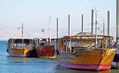 Tourist boats for sailing on the Sea of Galilee, Israel. Flickr:Dennis Jarvis
