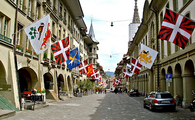 Flags in a famous part of Bern, Switzerland. Flickr:Patrick Nouhailler