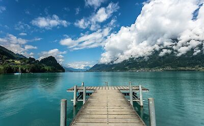 Boardwalk on the lake in Iseltwald, Switzerland. Unsplash@Bjorn Schmidt