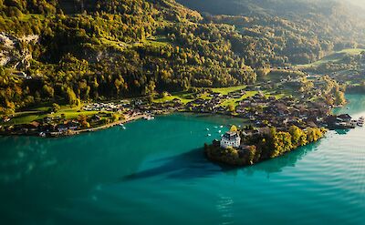 Drone shot of Iseltwald, Switzerland. Unsplash@Yasintha Perera