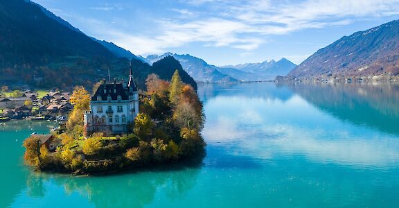 Grand house on the lake in Iseltwald, Switzerland. Unsplash@Manuel Boxler