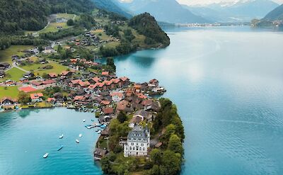 Town of Iseltwald from above, Switzerland. Unsplash@M Fildza Fadzil