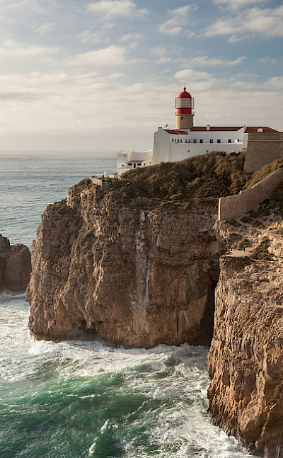 Lighthouse in Cape St. Vincent, Portugal - the southwestern-most point of Continental Europe. Photo via Flickr:Tobias Abel