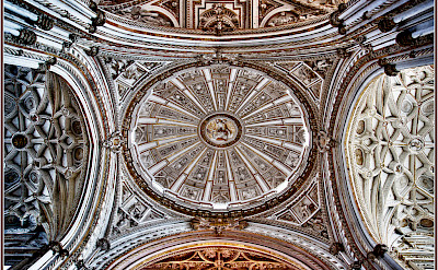An elaborate ceiling in Catedral de la Asunción de Nuestra Señora, Cordoba, Spain. Flickr:Bert Kaufmann
