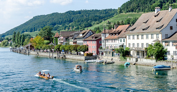Boating on Stein am Rhein on Lake Constance, Switzerland. Photo via Flickr:Luca Casartelli