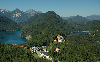 Hohenschwangau village and Castle as viewed from Neuschwanstein Castle, Germany. Photo via Wikimedia Commons:Abelson 47.554800, 10.738450