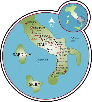 Bologna to Tropea Map