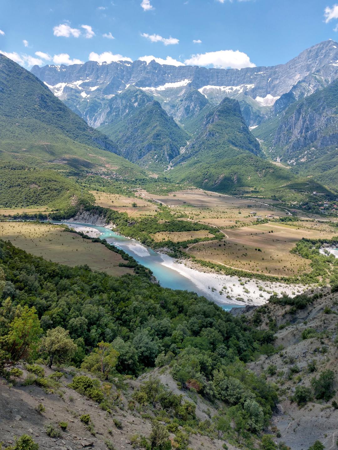 The river Vjosa on the road between Permet and Gjirokaster, in southeast Albania.