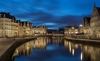 View of Graslei from Sint Michielshelling in Ghent, Belgium. Flickr:Jiuguang Wang 