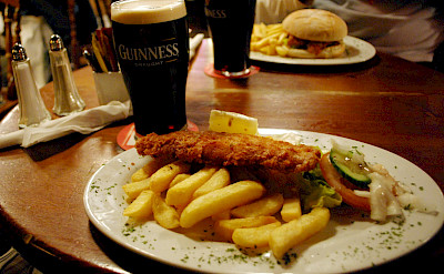 Fish & Chips with Guinness in Ireland of course! Flickr:Laura LaRose