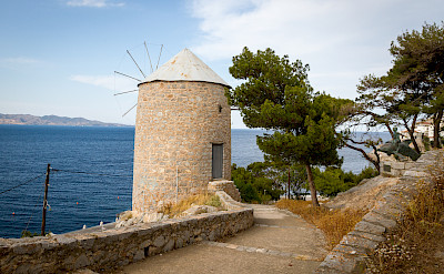 Windmill on Hydra Island, Greece. 