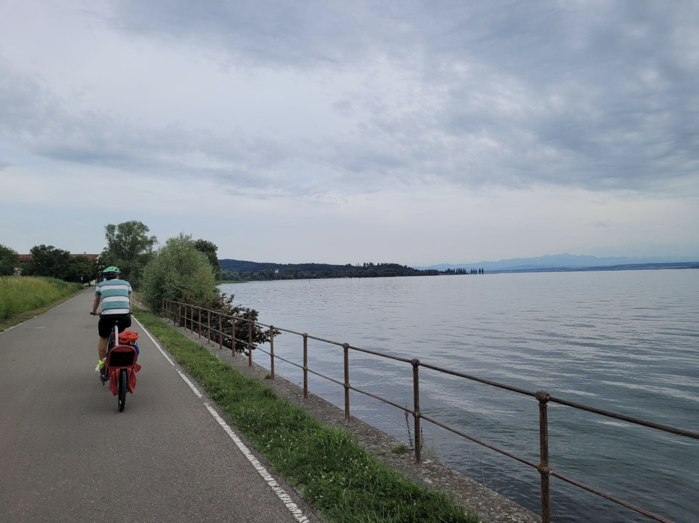 Bike riding on path Lake Constance