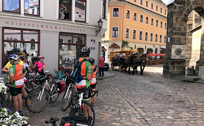 Hennie and friends biking through Meissen, Germany.