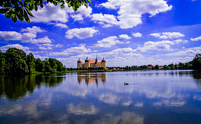 Elbe River with Schloss Moritzburg, Sachsen, Germany. Flickr:Polybert49