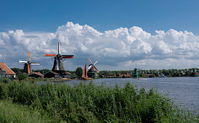 Windmills and bike paths make up North Holland in the Netherlands. Photo via Flickr:Kismihok