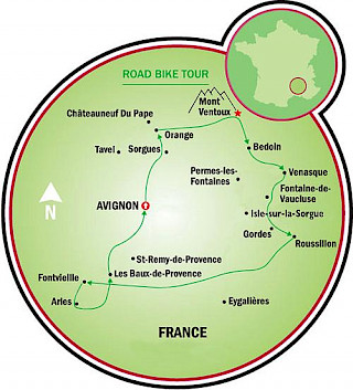 Pueblos famosos de Provenza en bicicleta de carretera Map