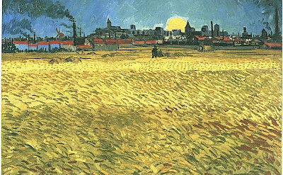 Sunset: Wheat Fields near Arles by Van Gogh 1888.