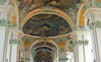 St. Gallen Abbey is famous for its unique Swiss Baroque interior. CC:3s