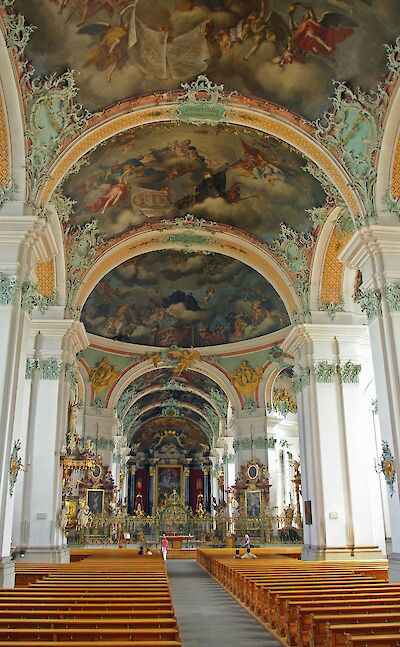 St. Gallen Abbey is famous for its unique Swiss Baroque interior. CC:3s