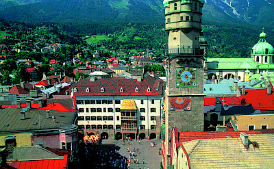 Golden Roof visible in Innsbruck, Austria. Photo via Austrian National Tourist Office
