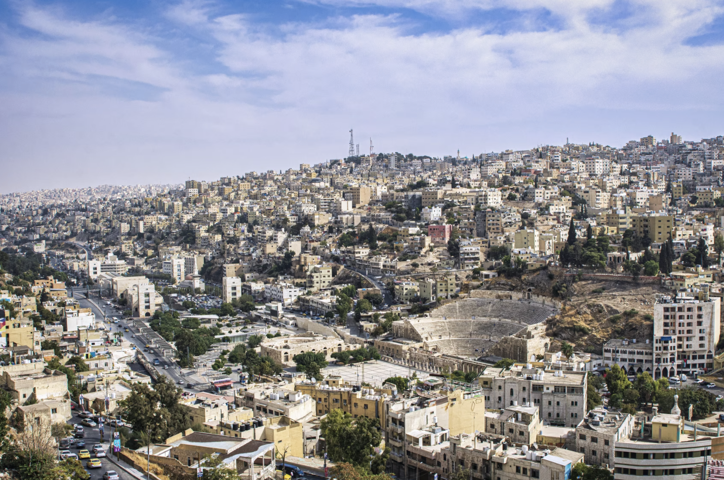 Bird view on Arab city. Amman. Jordan. Middle East Tote Bag