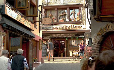 The famous Drosselgasse street in Rüdesheim, Germany. Flickr:Thomas Depenbusch