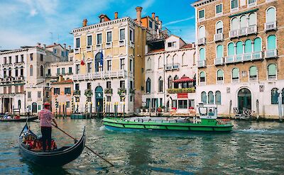 Gondolas on the Mantova to Venice Bike & Boat Tour in Italy. ©TO