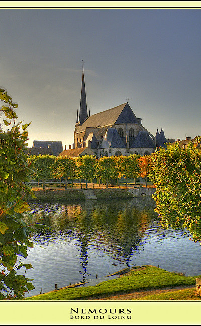 Eglise on the Canal du Loing, Nemours, France. Flickr:@lain G