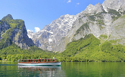 Electric passenger boat on Lake Königssee in Bavaria, Germany. CC:Martin Falbisoner 