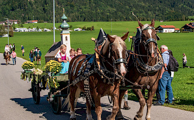 Horse-drawn carriages in Inzell in the Bavarian Alps of Germany. Flickr:Günter Hentschel