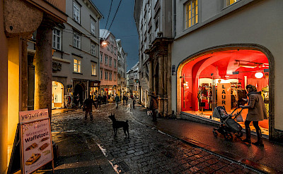 Sporgasse in Old City Graz, albeit in winter. Flickr:Bernd Thaller