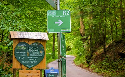 Mur cycle path sign along the trail. toEB