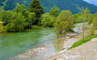 Cycling beside the Mur River in the Styrian Alps. toEB
