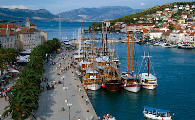 View from Kamerengo Fortress in Trogir, Croatia, where the boats are ready and waiting.