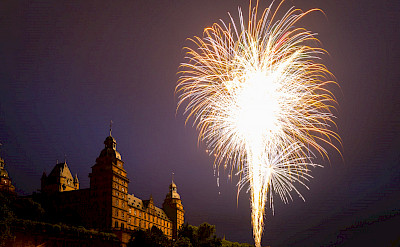 Fireworks highlighting the glory of the Schloss in Aschaffenburg, Germany. Flickr:Carsten Frenzl