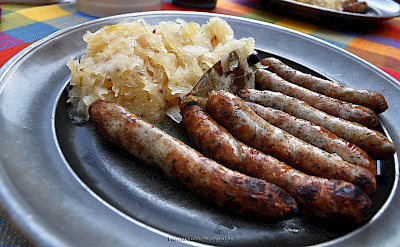 Traditional sausages & sauerkraut in Nuremberg, Germany. Flickr:Eviyanilubis