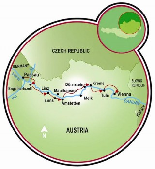 Tour de Bike Pelo Danúbio - Passau a Viena Map